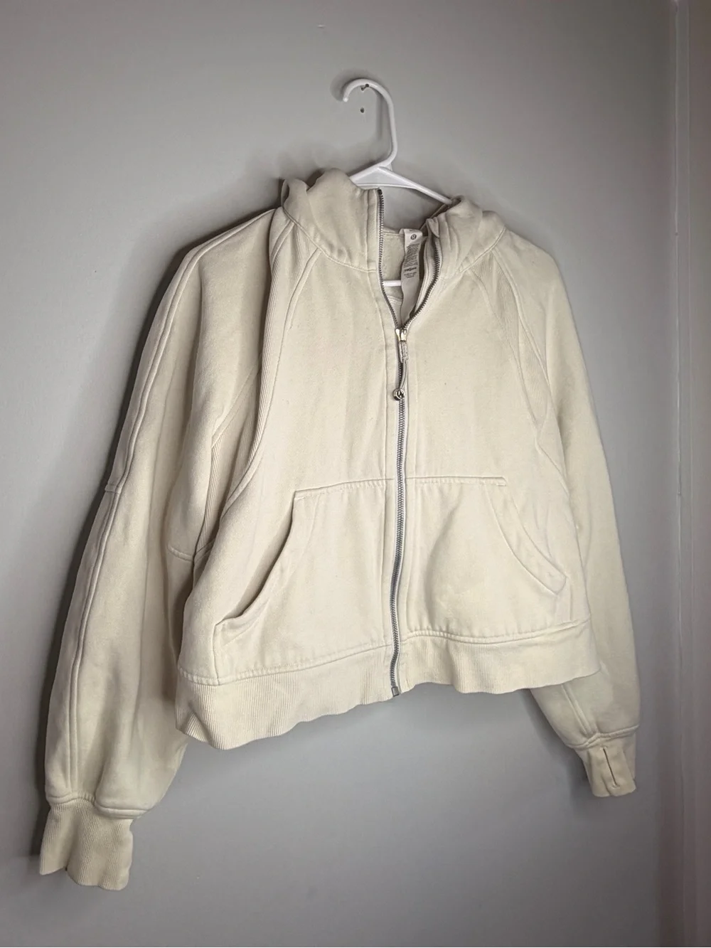 lululemon athletica Scuba Hoodie Cream Full Zip Hooded Jacket M/L